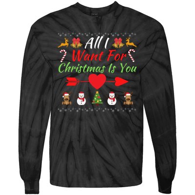 All I Want For Christmas Is You Couples Matching Christmas Matching Couples Tie-Dye Long Sleeve Shirt