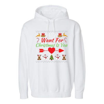 All I Want For Christmas Is You Couples Matching Christmas Matching Couples Garment-Dyed Fleece Hoodie