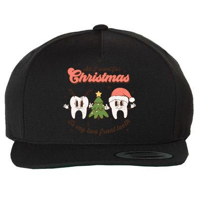 All I Want For Christmas Is My Two Front Teeth Xmas Tree Funny Gift Wool Snapback Cap