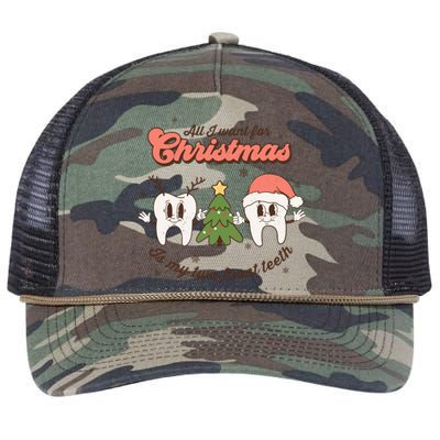 All I Want For Christmas Is My Two Front Teeth Xmas Tree Funny Gift Retro Rope Trucker Hat Cap