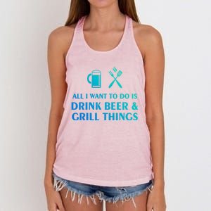 All I Want To Do Is Beer And Grill Things Bbq Cooking Gift Women's Knotted Racerback Tank