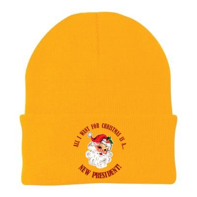 All I Want For Christmas Is A New President Funny Word Play Knit Cap Winter Beanie