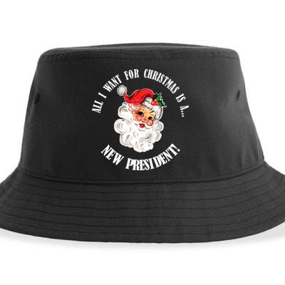 All I Want For Christmas Is A New President Funny Word Play Sustainable Bucket Hat