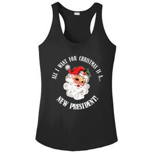 All I Want For Christmas Is A New President Funny Word Play Ladies PosiCharge Competitor Racerback Tank