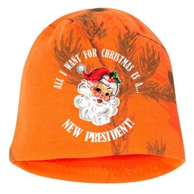 All I Want For Christmas Is A New President Funny Word Play Kati - Camo Knit Beanie