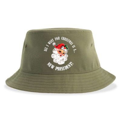 All I Want For Christmas Is A New President Funny Word Play Sustainable Bucket Hat