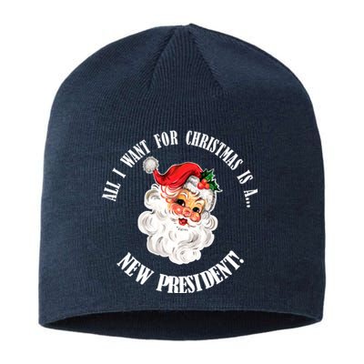 All I Want For Christmas Is A New President Funny Word Play Sustainable Beanie