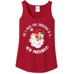 All I Want For Christmas Is A New President Funny Word Play Ladies Essential Tank