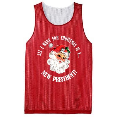 All I Want For Christmas Is A New President Funny Word Play Mesh Reversible Basketball Jersey Tank