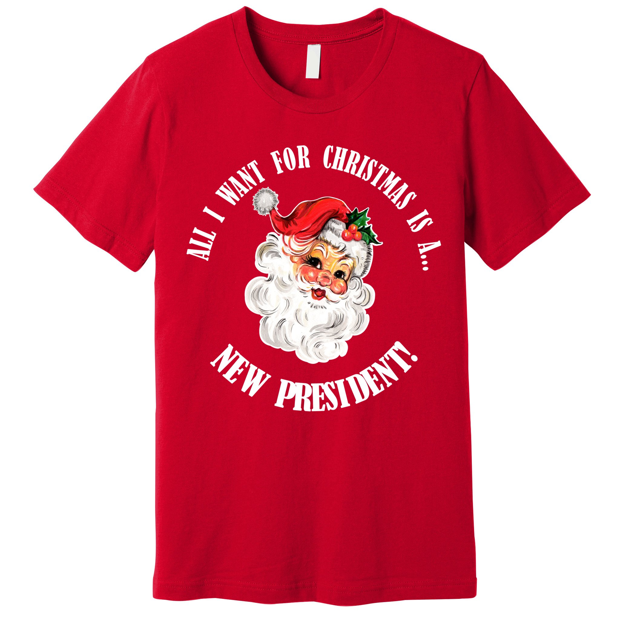 All I Want For Christmas Is A New President Funny Word Play Premium T-Shirt