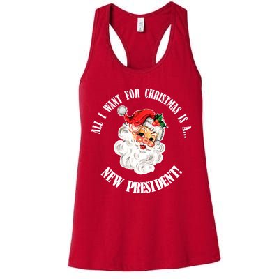 All I Want For Christmas Is A New President Funny Word Play Womens Tank Top