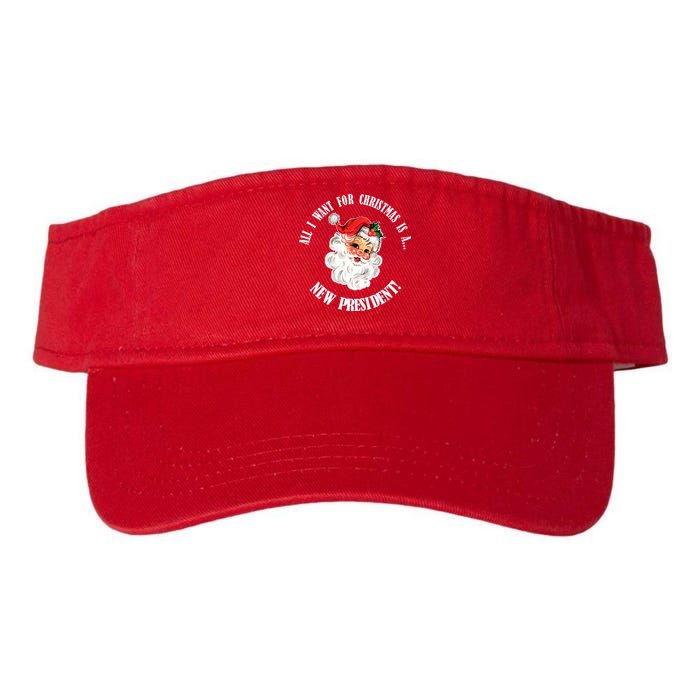 All I Want For Christmas Is A New President Funny Word Play Valucap Bio-Washed Visor