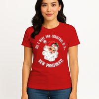 All I Want For Christmas Is A New President Funny Word Play Womens T-Shirt