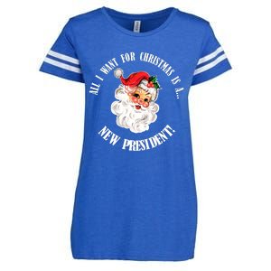 All I Want For Christmas Is A New President Funny Word Play Enza Ladies Jersey Football T-Shirt