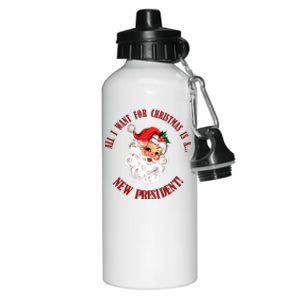 All I Want For Christmas Is A New President Funny Word Play Aluminum Water Bottle