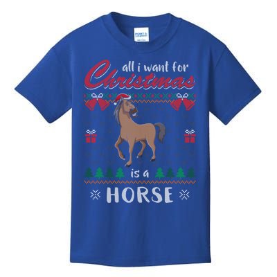 All I Want For Christmas Is A Horse Ugly Christmas Sweater Gift Kids T-Shirt