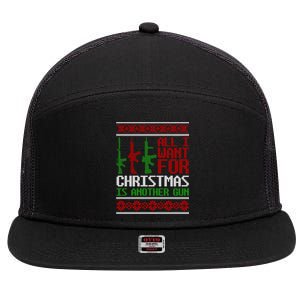 All I Want Is Guns Ugly Christmas Sweater Hunting Military Funny Gift 7 Panel Mesh Trucker Snapback Hat