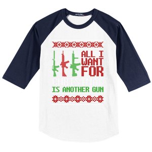 All I Want Is Guns Ugly Christmas Sweater Hunting Military Funny Gift Baseball Sleeve Shirt