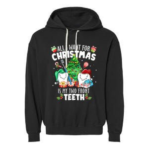 All I want for Christmas is My Two Front Teeth Santa Xmas Garment-Dyed Fleece Hoodie