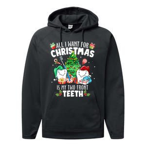 All I want for Christmas is My Two Front Teeth Santa Xmas Performance Fleece Hoodie