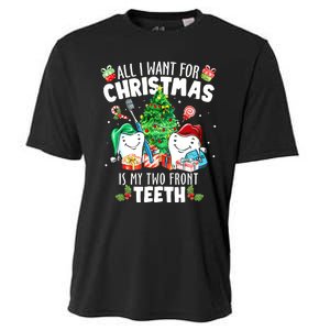 All I want for Christmas is My Two Front Teeth Santa Xmas Cooling Performance Crew T-Shirt