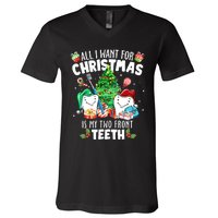 All I want for Christmas is My Two Front Teeth Santa Xmas V-Neck T-Shirt