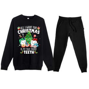 All I want for Christmas is My Two Front Teeth Santa Xmas Premium Crewneck Sweatsuit Set