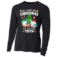 All I want for Christmas is My Two Front Teeth Santa Xmas Cooling Performance Long Sleeve Crew