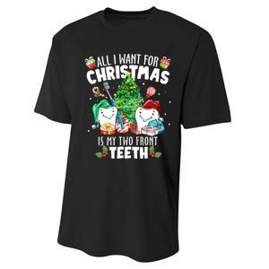 All I want for Christmas is My Two Front Teeth Santa Xmas Performance Sprint T-Shirt