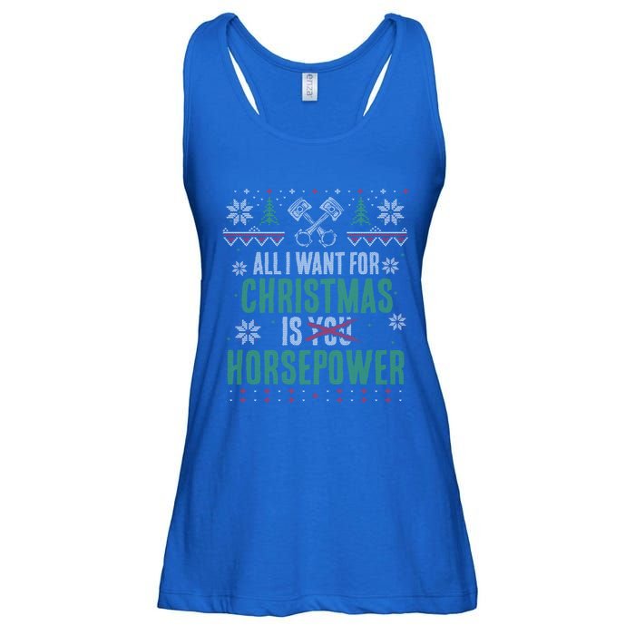 All I Want For Christmas Is Horsepower Xmas Cute Gift Ladies Essential Flowy Tank