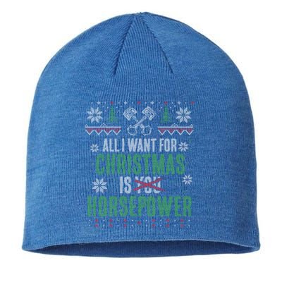 All I Want For Christmas Is Horsepower Xmas Cute Gift Sustainable Beanie