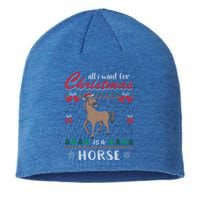 All I Want For Christmas Is A Horse Ugly Christmas Sweater Gift Sustainable Beanie