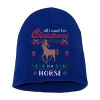 All I Want For Christmas Is A Horse Ugly Christmas Sweater Gift Short Acrylic Beanie