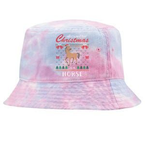 All I Want For Christmas Is A Horse Ugly Christmas Sweater Gift Tie-Dyed Bucket Hat