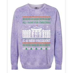 All I Want For Christmas Is A New President Xmas Funny Gift Colorblast Crewneck Sweatshirt