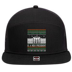 All I Want For Christmas Is A New President Xmas Funny Gift 7 Panel Mesh Trucker Snapback Hat