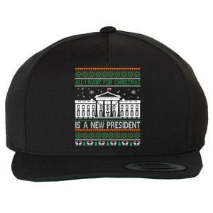 All I Want For Christmas Is A New President Xmas Funny Gift Wool Snapback Cap