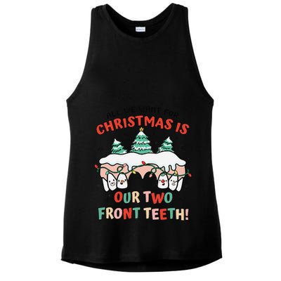 All I Want For Christmas Is My Two Front Teeth Xmas Dental Ladies PosiCharge Tri-Blend Wicking Tank