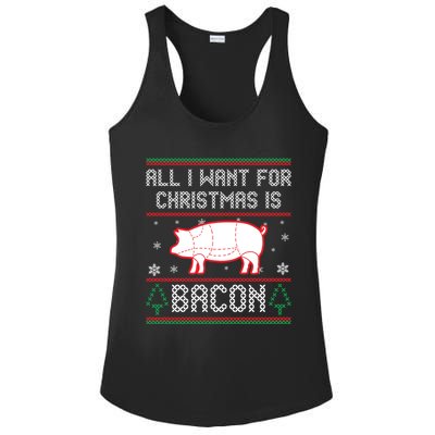 All I Want For Christmas Is Bacon Pig Ugly Christmas Sweater Gift Ladies PosiCharge Competitor Racerback Tank