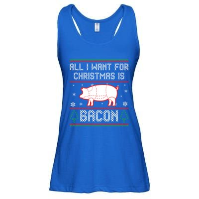 All I Want For Christmas Is Bacon Pig Ugly Christmas Sweater Gift Ladies Essential Flowy Tank