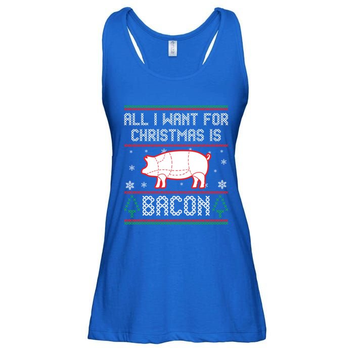 All I Want For Christmas Is Bacon Pig Ugly Christmas Sweater Gift Ladies Essential Flowy Tank