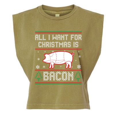 All I Want For Christmas Is Bacon Pig Ugly Christmas Sweater Gift Garment-Dyed Women's Muscle Tee