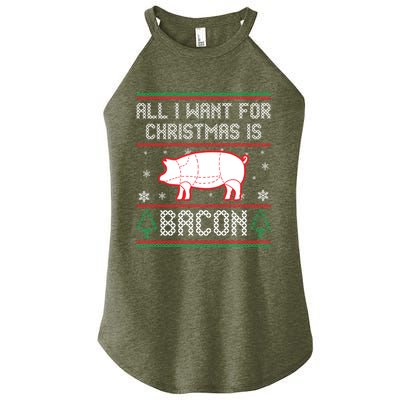 All I Want For Christmas Is Bacon Pig Ugly Christmas Sweater Gift Women's Perfect Tri Rocker Tank