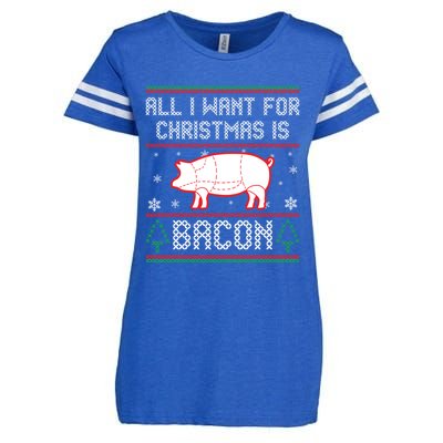 All I Want For Christmas Is Bacon Pig Ugly Christmas Sweater Gift Enza Ladies Jersey Football T-Shirt