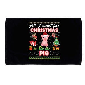 All I Want For Christmas Is A Pig Ugly Sweater Farmer Merry Funny Gift Microfiber Hand Towel