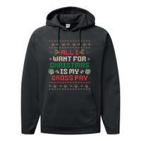 All I Want For Christmas Is My Gross Pay Joke Performance Fleece Hoodie