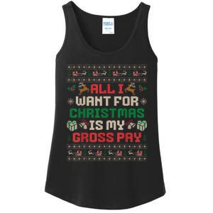 All I Want For Christmas Is My Gross Pay Joke Ladies Essential Tank