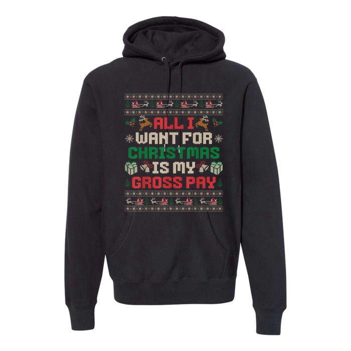 All I Want For Christmas Is My Gross Pay Joke Premium Hoodie