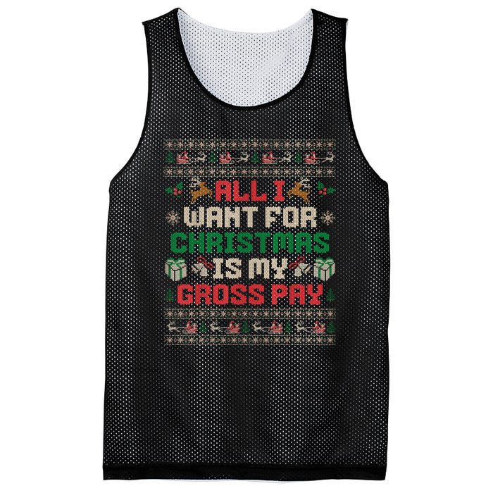 All I Want For Christmas Is My Gross Pay Joke Mesh Reversible Basketball Jersey Tank