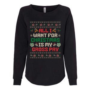 All I Want For Christmas Is My Gross Pay Joke Womens California Wash Sweatshirt